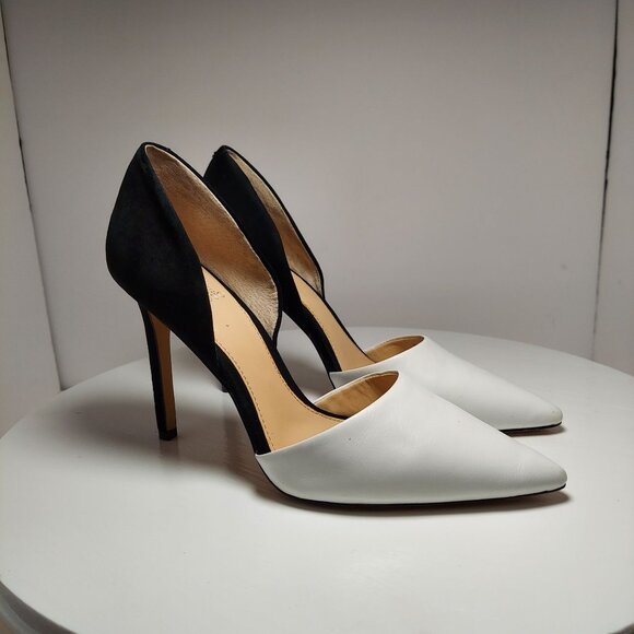 Vince Camuto Black & White Leather & Suede Pumps size 10 - Picture 4 of 8